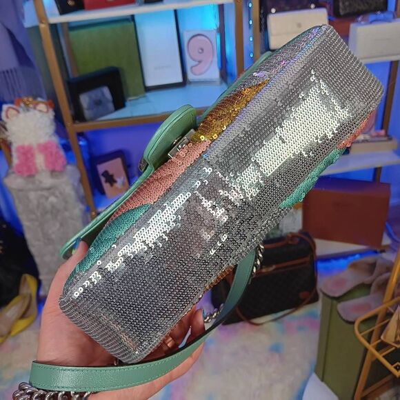 Gucci Marmont Gg Sequin Small Multicolored Rainbow Shoulder Bag w/Dustbag - Picture 7 of 16